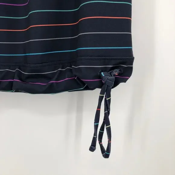 Athleta Navy Blue Multicolor Stripe Ties Racerback Built In Bra Tinker Tank Top - Picture 6 of 10